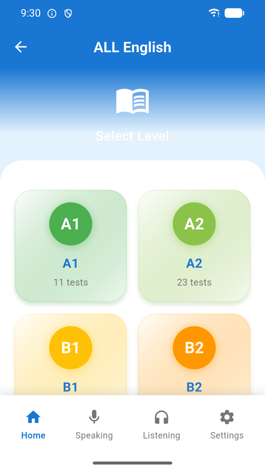 Test level picker A1 to C2